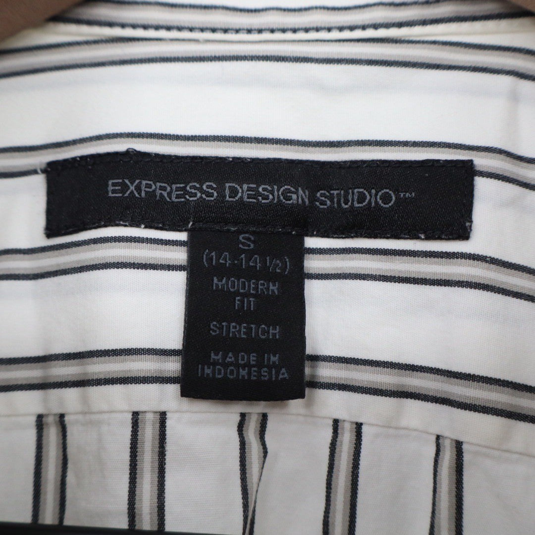 EXPRESS DESIGN STUDIO Modern Fit Striped Button Down Shirt Size S Stretch