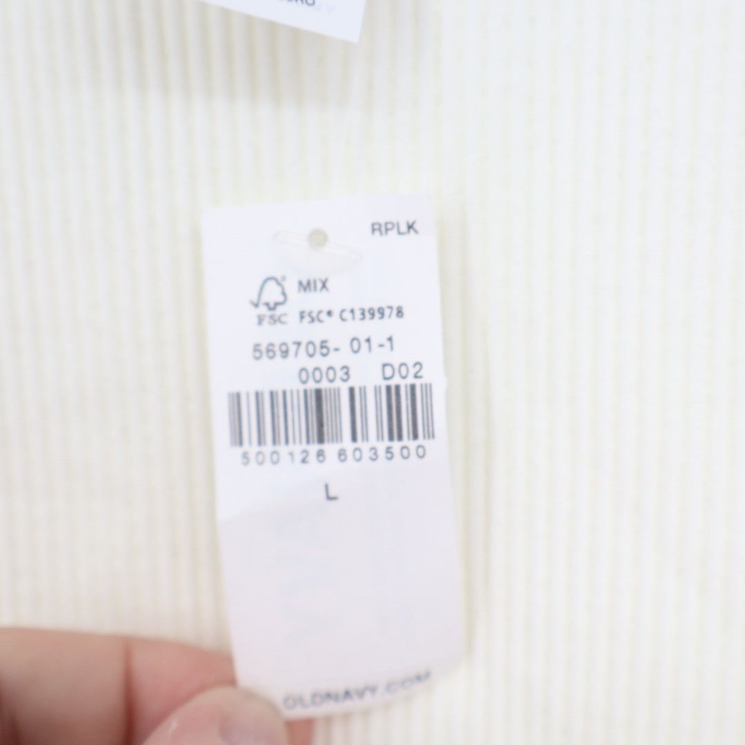 Old Navy Womens Seamless Ribbed Long Sleeve Crew Neck Top Cream Large
