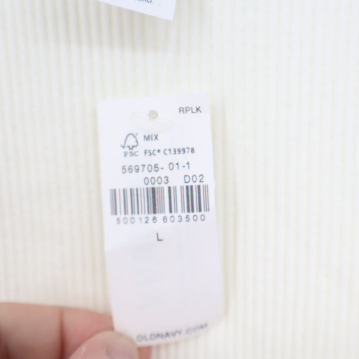 Old Navy Womens Seamless Ribbed Long Sleeve Crew Neck Top Cream Large