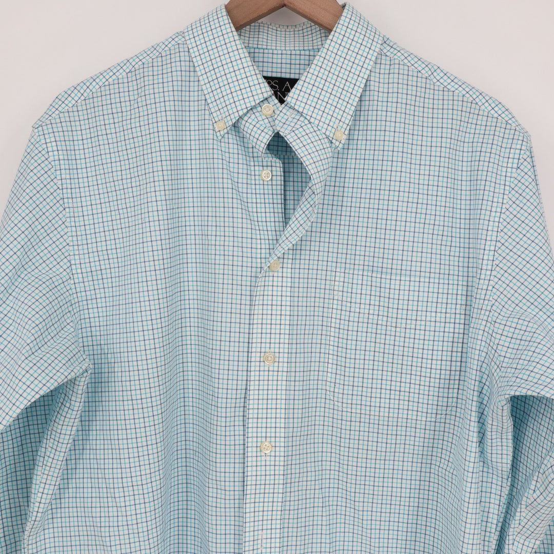 Jos. A. Bank Traveler's Collection Shirt Mens M Blue Gingham Check Button Down