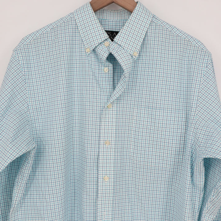 Jos. A. Bank Traveler's Collection Shirt Mens M Blue Gingham Check Button Down