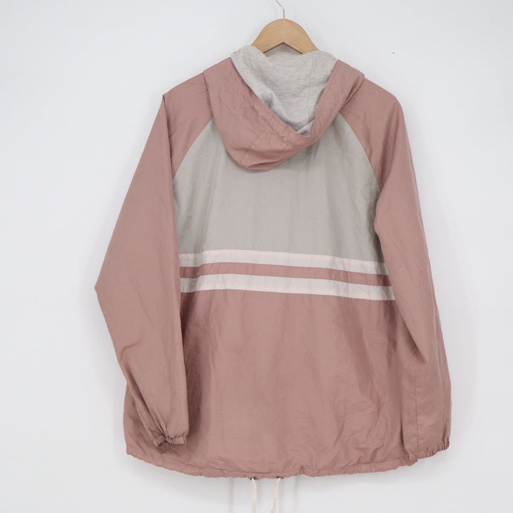 Zine Anorak Windbreaker Jacket Mens Large Dusty Rose Grey Colorblock Pullover