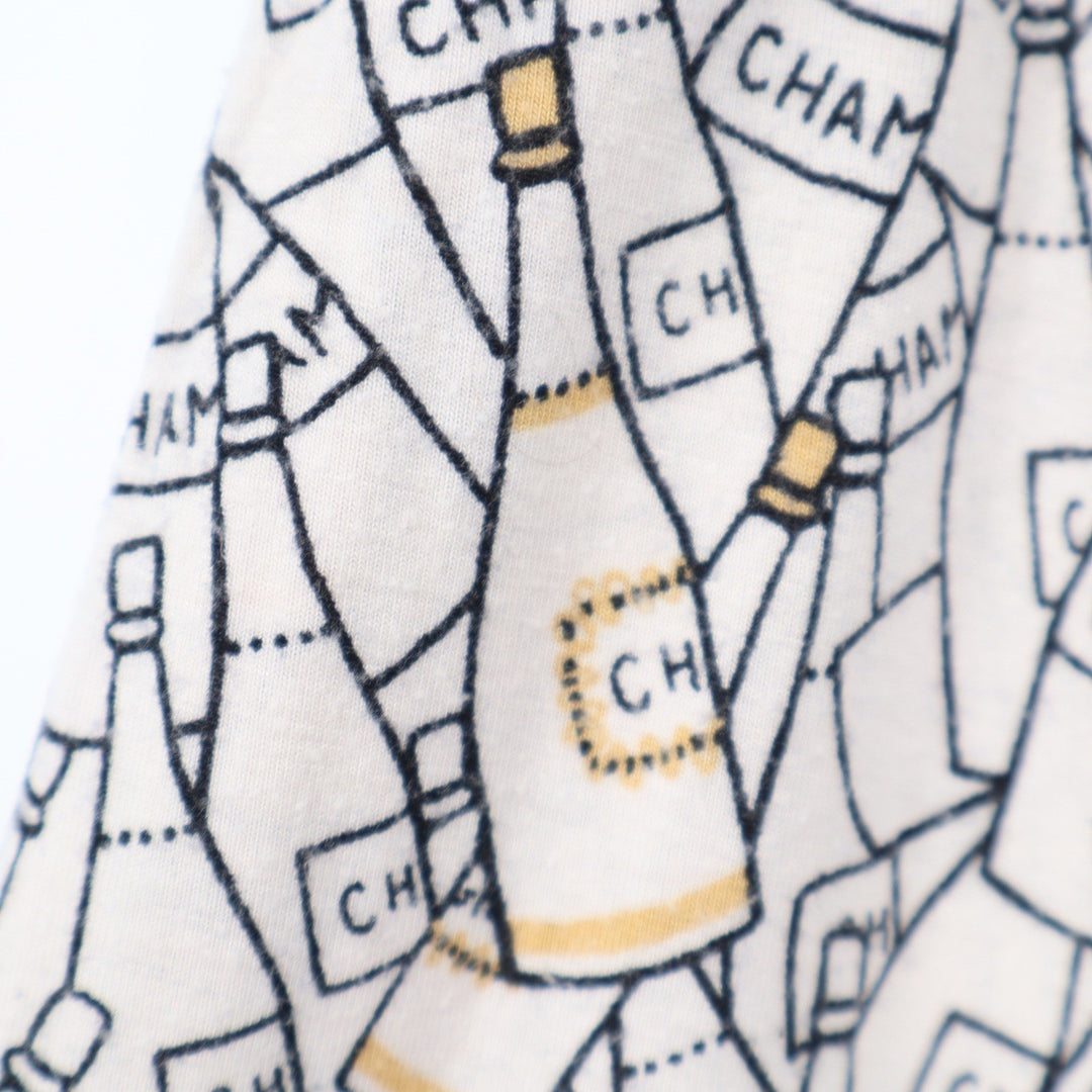 Soma Champagne Bottle Print Pajama Pants Cream Black Gold Medium Relaxed Lounge