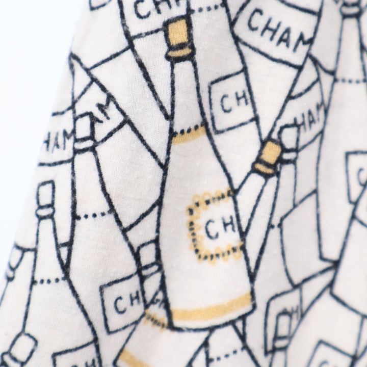 Soma Champagne Bottle Print Pajama Pants Cream Black Gold Medium Relaxed Lounge