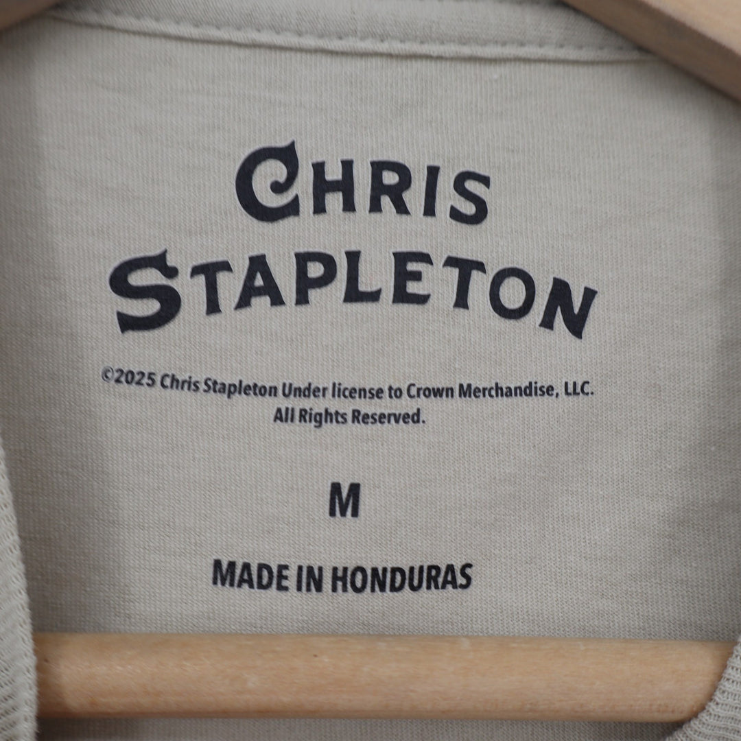 Chris Stapleton T-Shirt Mens Medium Beige Graphic Print Short Sleeve Crew Neck