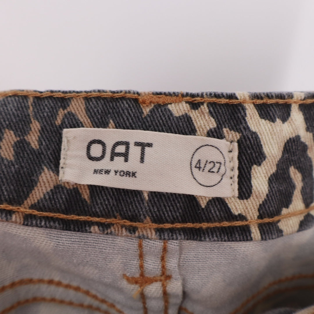 OAT New York Jeans Womens 4x27 Brown Black Leopard Print Cotton Stretch Straight