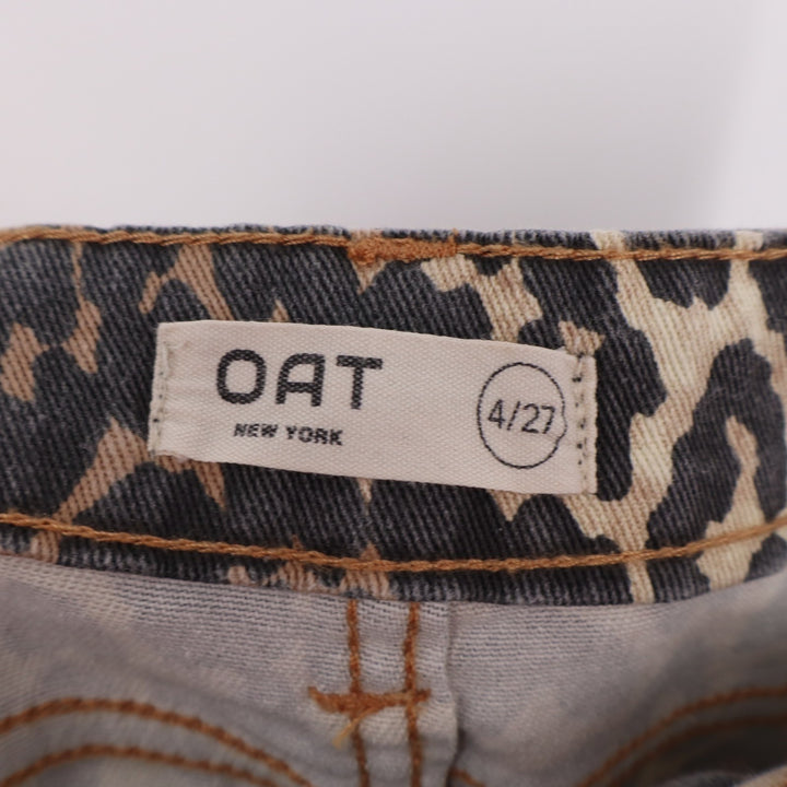 OAT New York Jeans Womens 4x27 Brown Black Leopard Print Cotton Stretch Straight