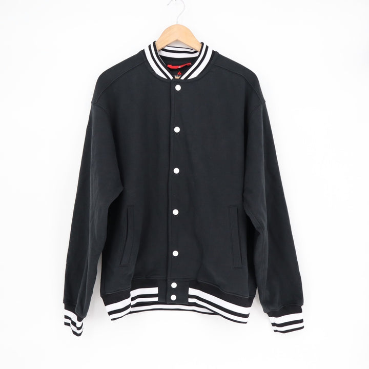 American Giant Lettermen Varsity Jacket Unisex Medium Black Cotton Snap Front