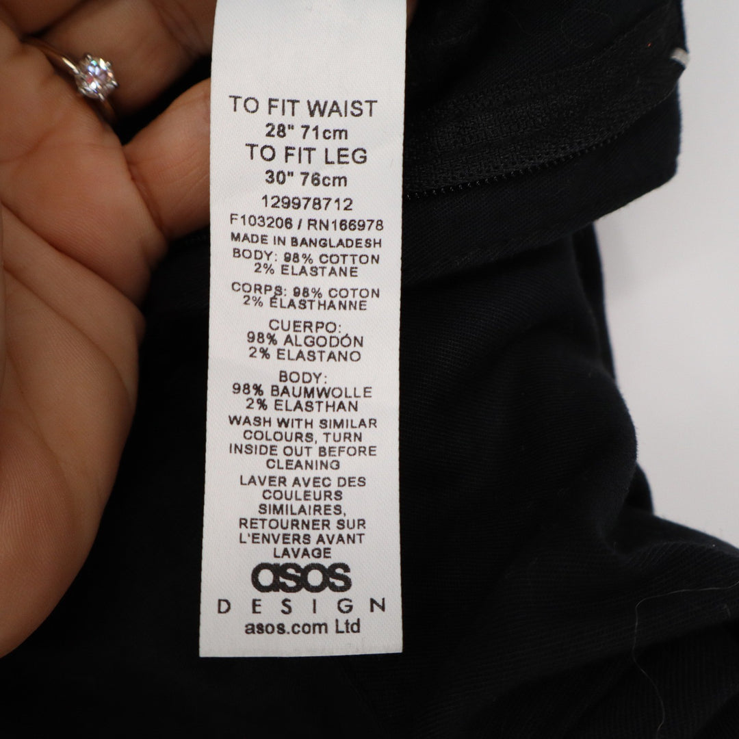 ASOS DESIGN Mens Skinny Chinos Black Cotton Stretch Trousers 28x30