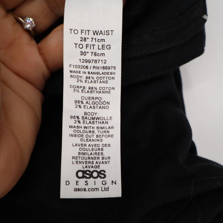 ASOS DESIGN Mens Skinny Chinos Black Cotton Stretch Trousers 28x30