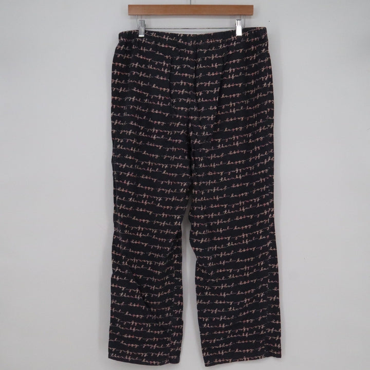 Sonoma Goods For Life Womens Large Pajama Pants Black Pink Script Print Cotton