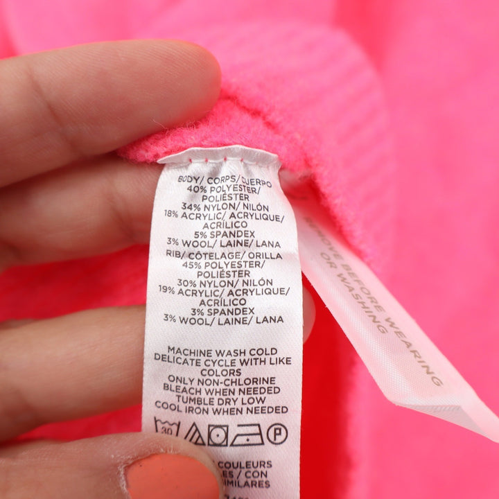 Lou & Grey Neon Pink Knit Hoodie Sweater Petite Medium MP