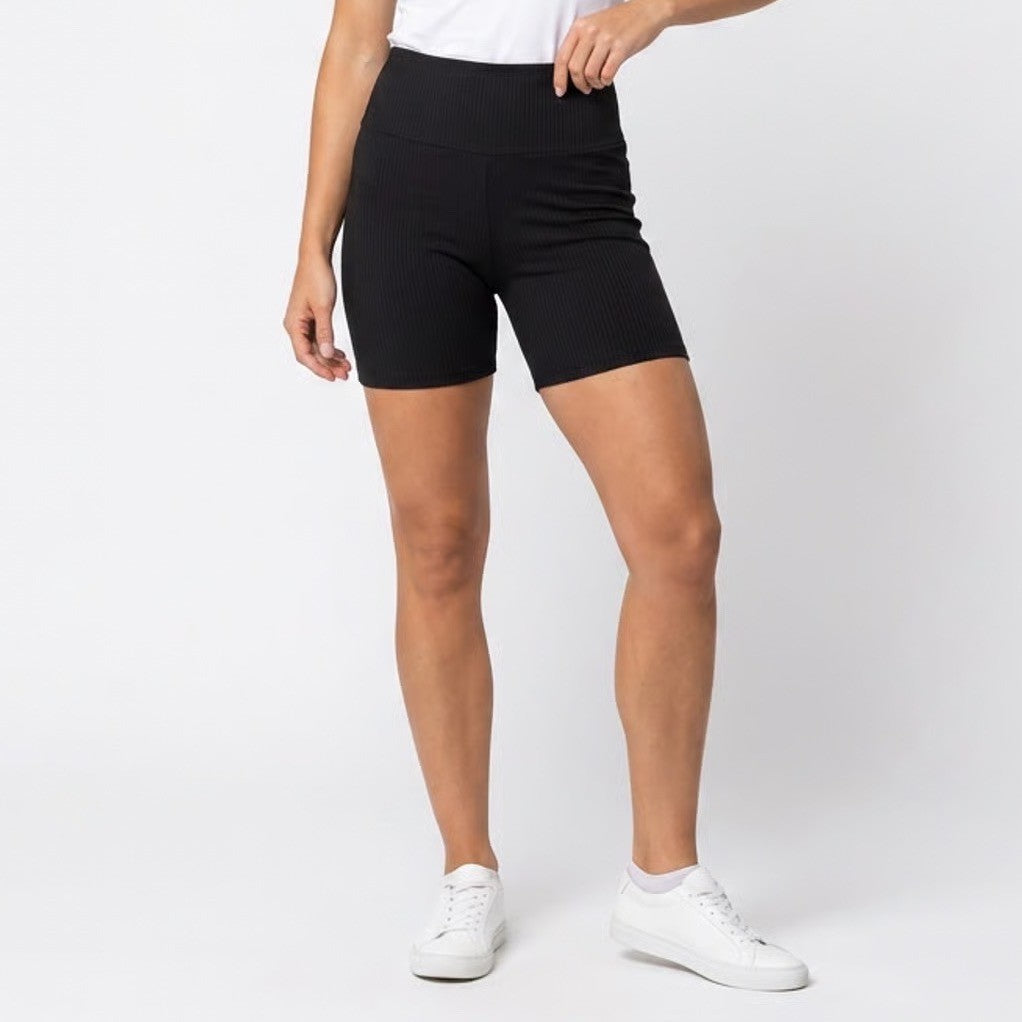 SHEIN Womens Black Ribbed High Waisted Biker Shorts Size S Small Activewear