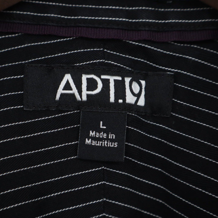 APT 9 Mens Black Pinstripe Dress Shirt Long Sleeve Button Down Size L