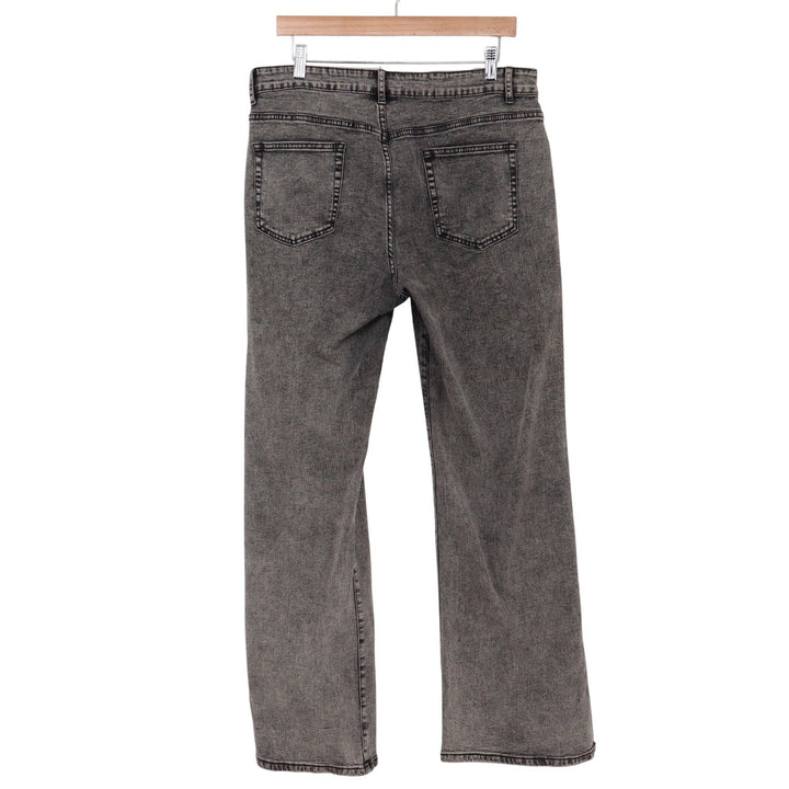 Unbranded Jeans Womens XL Straight Leg Gray Acid Wash Side Slit Denim Excellent