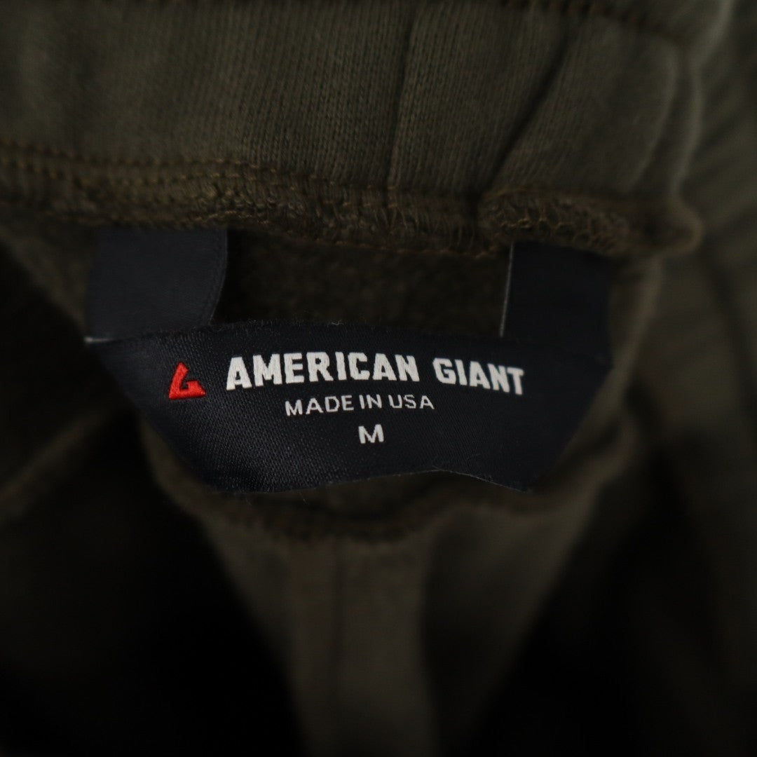 American Giant Sweatpants Mens M Olive Green Cotton Slash Pockets Fleece Lined