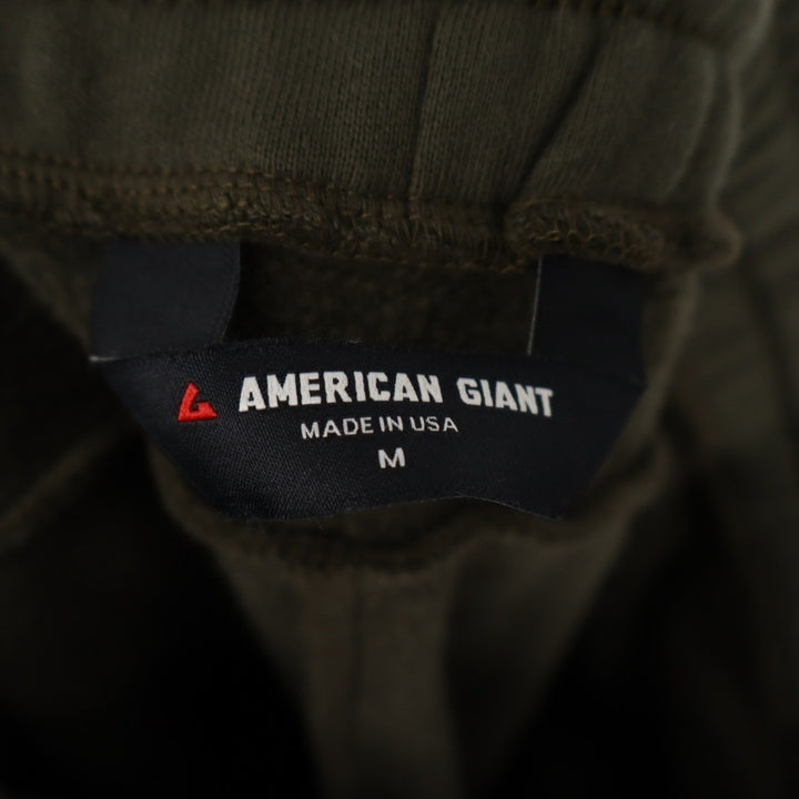 American Giant Sweatpants Mens M Olive Green Cotton Slash Pockets Fleece Lined