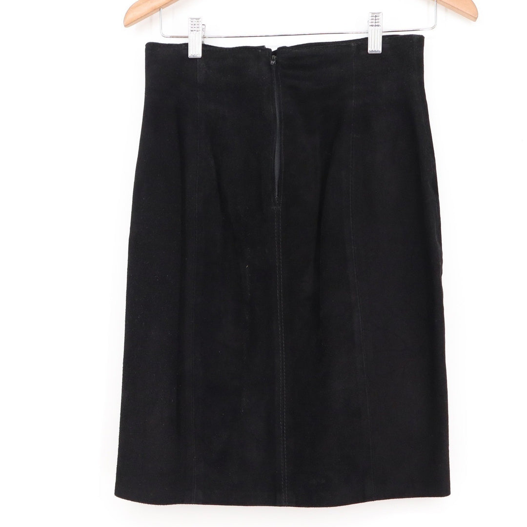 Vera Pelle Black Suede Leather Pencil Skirt Made in Italy Size 10 High Waist