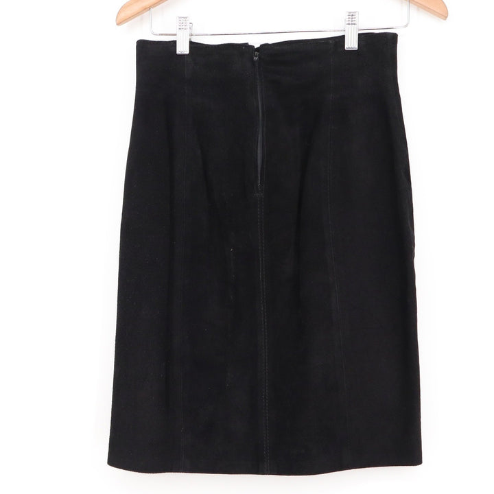 Vera Pelle Black Suede Leather Pencil Skirt Made in Italy Size 10 High Waist
