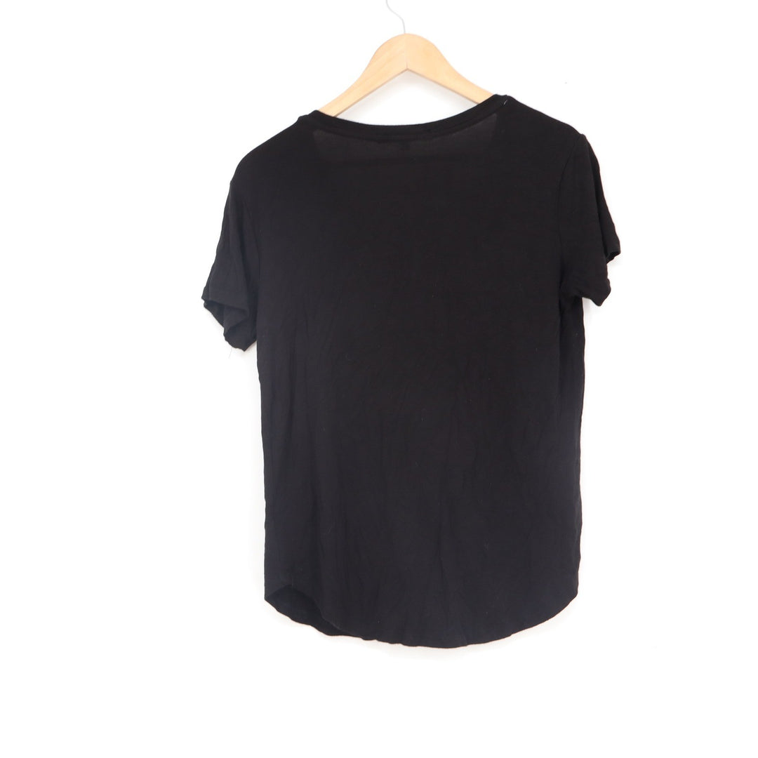 Elite Collection Black V-Neck Short Sleeve T-Shirt Size M