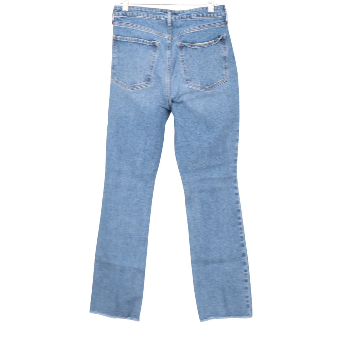 Old Navy Extra High-Rise Kicker Boot-Cut Jeans Blue Raw Hem Size 12