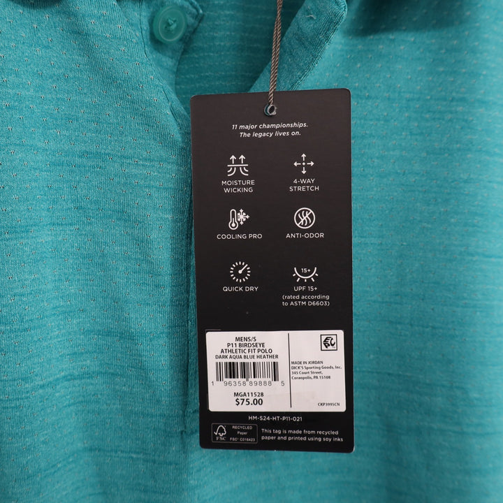 Walter Hagen Mens P11 Birdseye Athletic Fit Polo Shirt Aqua Blue New S