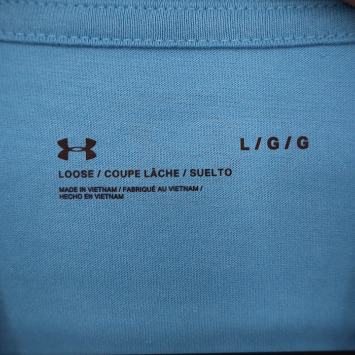 Under Armour Mens Left Chest Cut Off Tank Blue Muscle Shirt Large