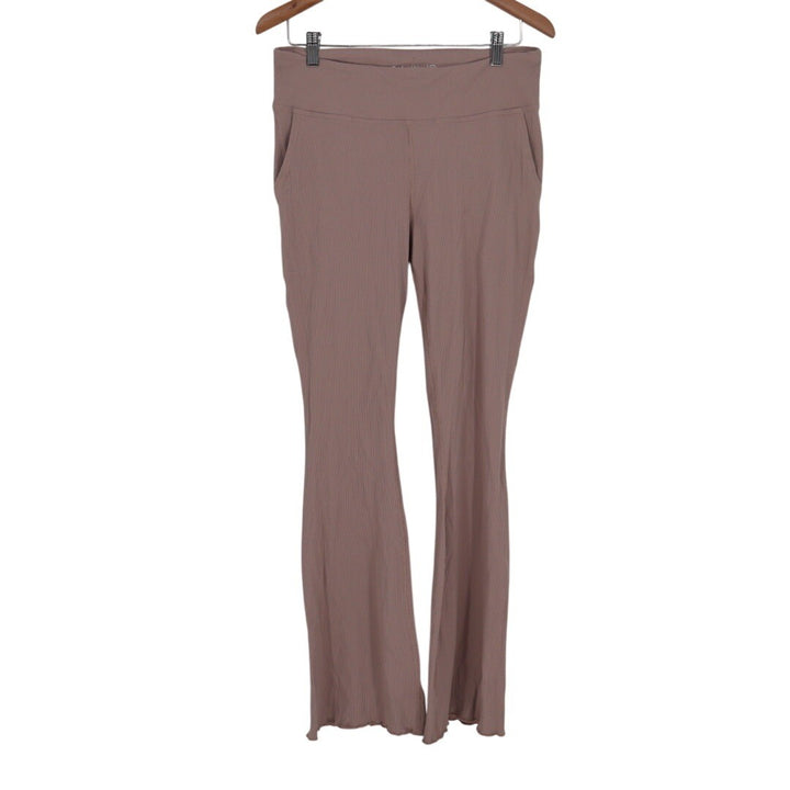 Outdoor Voices Ribbed Flare Leggings Pants Taupe XL