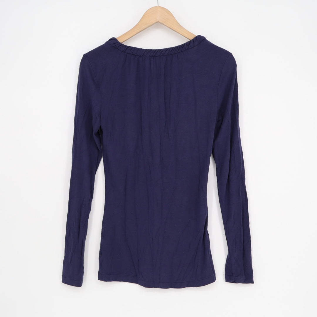 Banana Republic Tunic Top Womens Small Navy Stretch Long Sleeve V-Neck Pullover