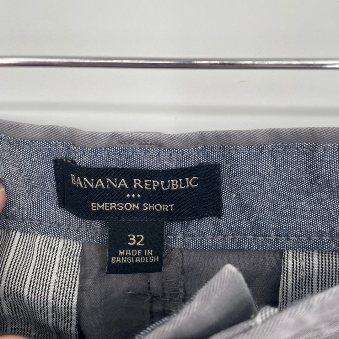 Banana Republic Emerson Short Mens Gray Flat Front Chino Casual Size 32