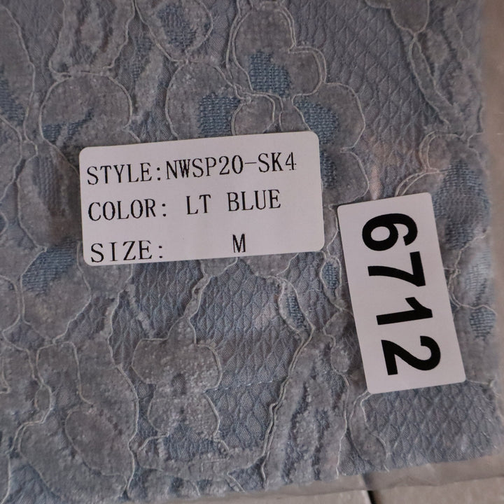 Naked Wardrobe The Statement Light Blue Floral Lace Mini Skirt  Medium