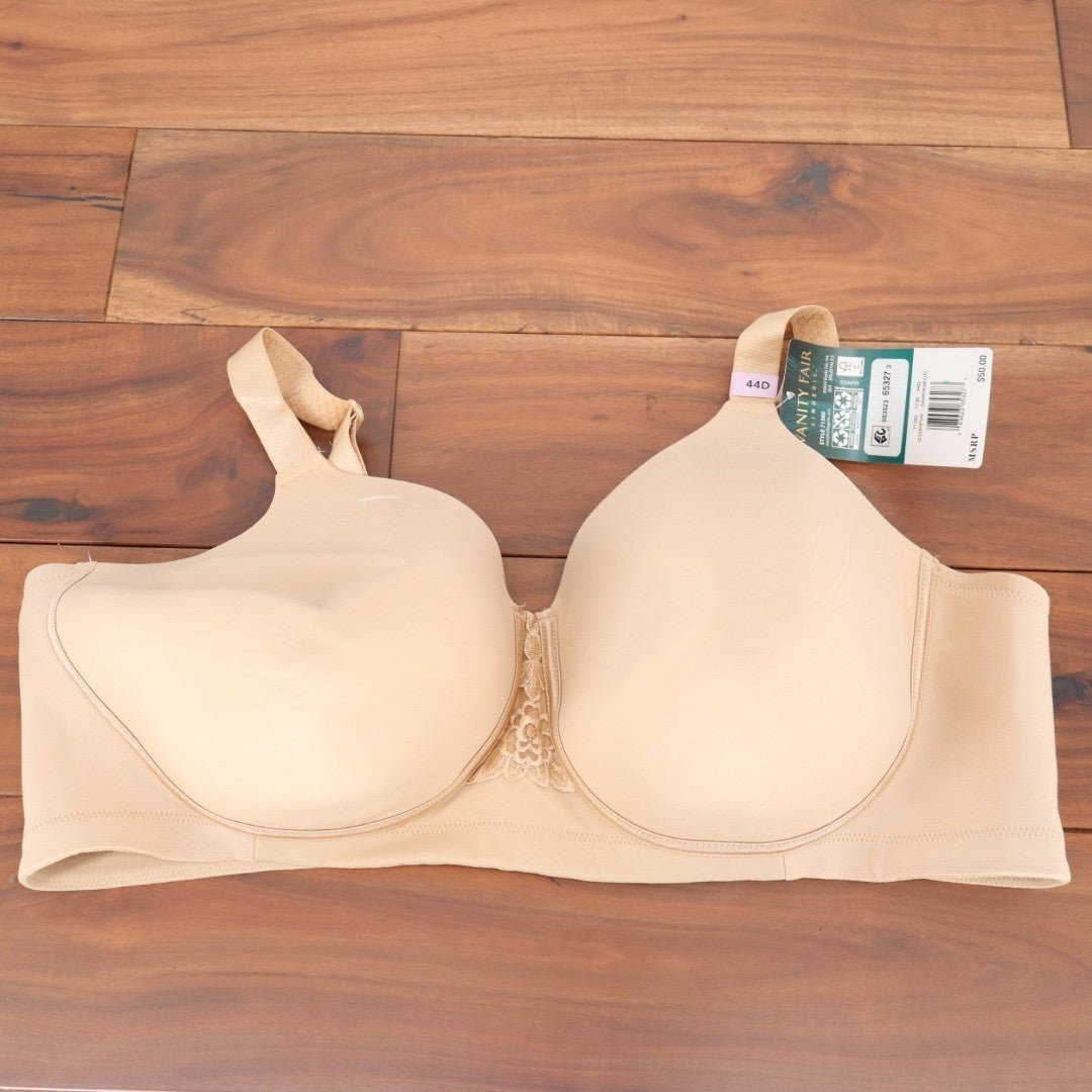 Vanity Fair Beauty Back Full Figure Wireless Bra 44D Beige Adjustable Straps