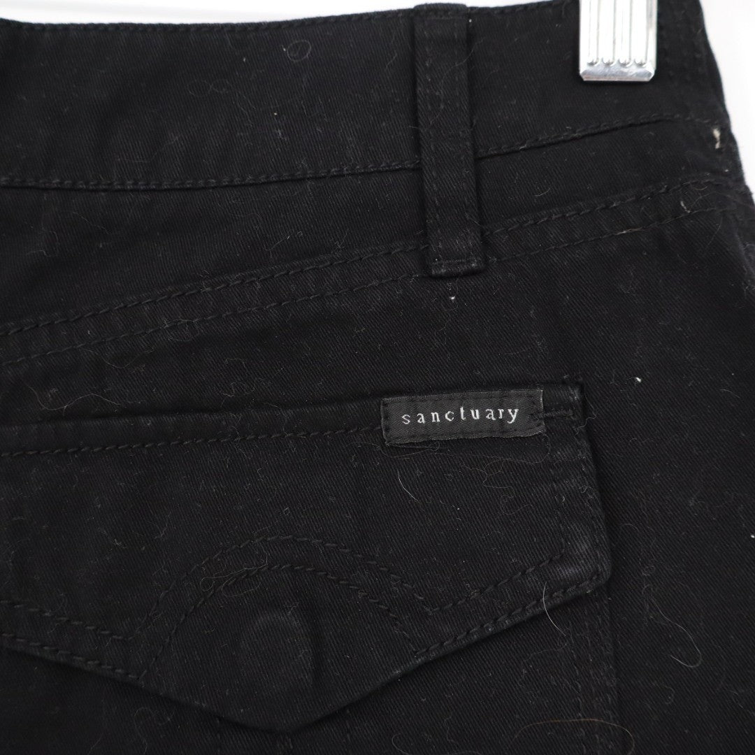 Sanctuary Classic Globe Trotter Shorts Womens 27 Black Denim 100% Cotton Cuffed