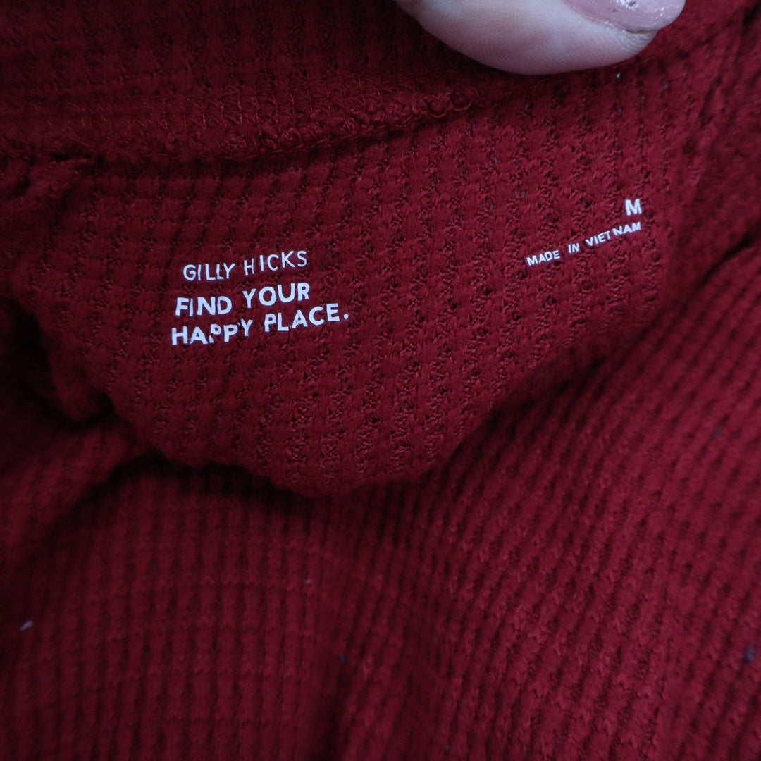 Gilly Hicks Womens Waffle Knit Jogger Pants Dark Red Drawstring Waist Medium