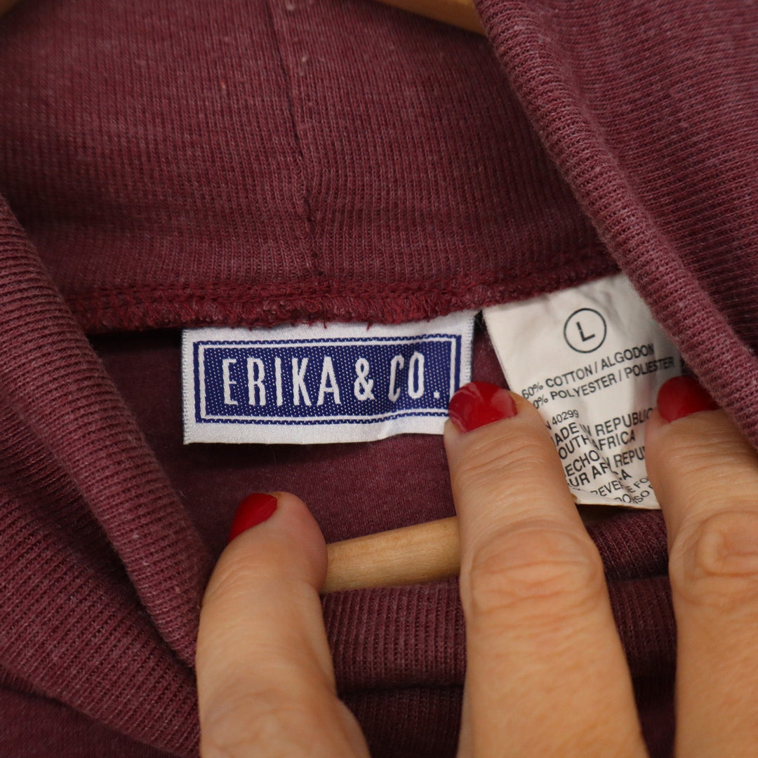 Erika & Co Womens Burgundy Heathered Turtleneck Long Sleeve Top Size L