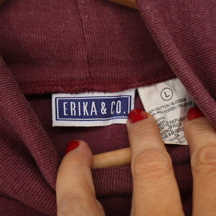 Erika & Co Womens Burgundy Heathered Turtleneck Long Sleeve Top Size L