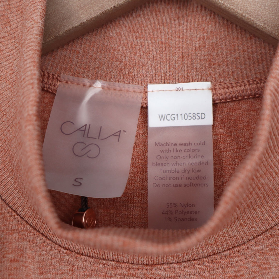 Calia Womens Seamless Sleeveless Mock Neck Top Dark Orange Small NEW