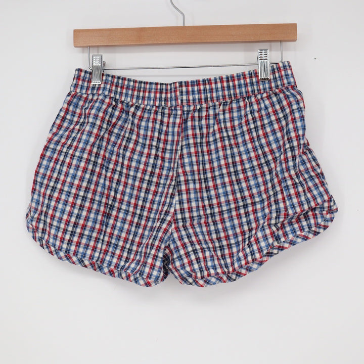Vinyl Icons Red White Blue Plaid Cotton Lounge Shorts Womens Medium