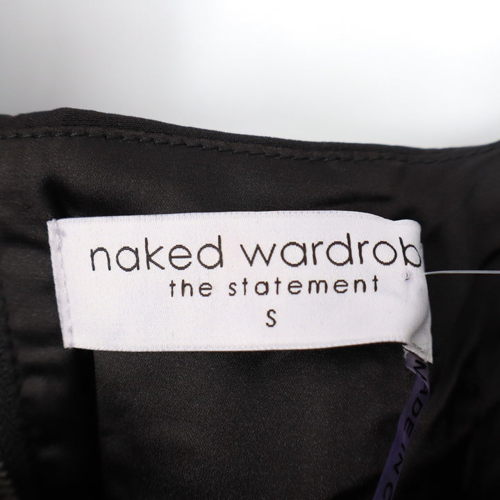 Naked Wardrobe The Statement Black Puff Sleeve Crop Top Womens Small