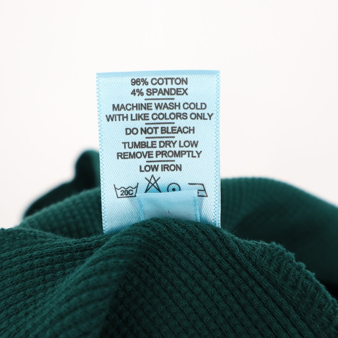 American Giant Thermal T-Shirt Womens XS Green Waffle Knit Curved Hem Crew Neck