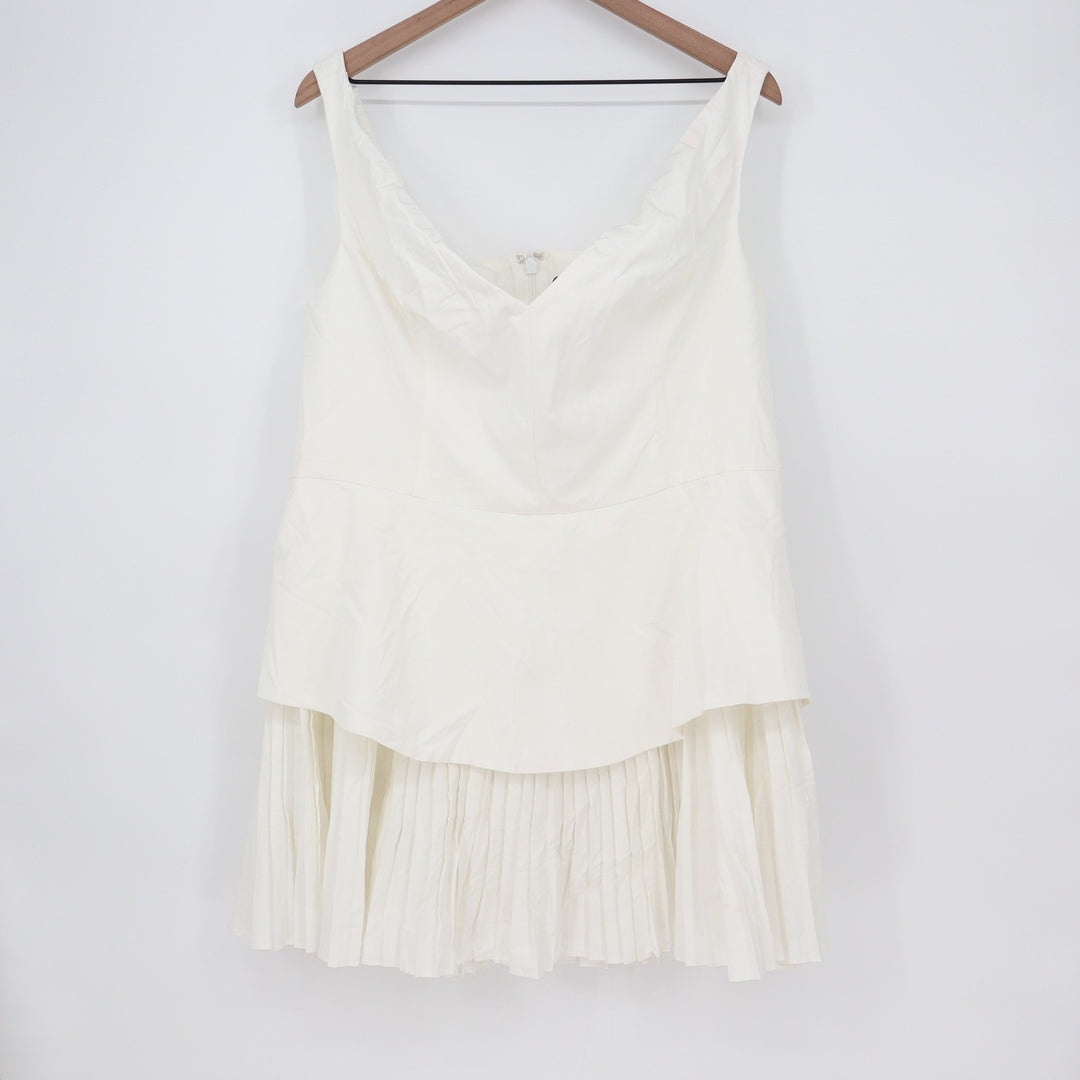 Showpo Izara Off Shoulder Pleated Mini Dress Off White US 16