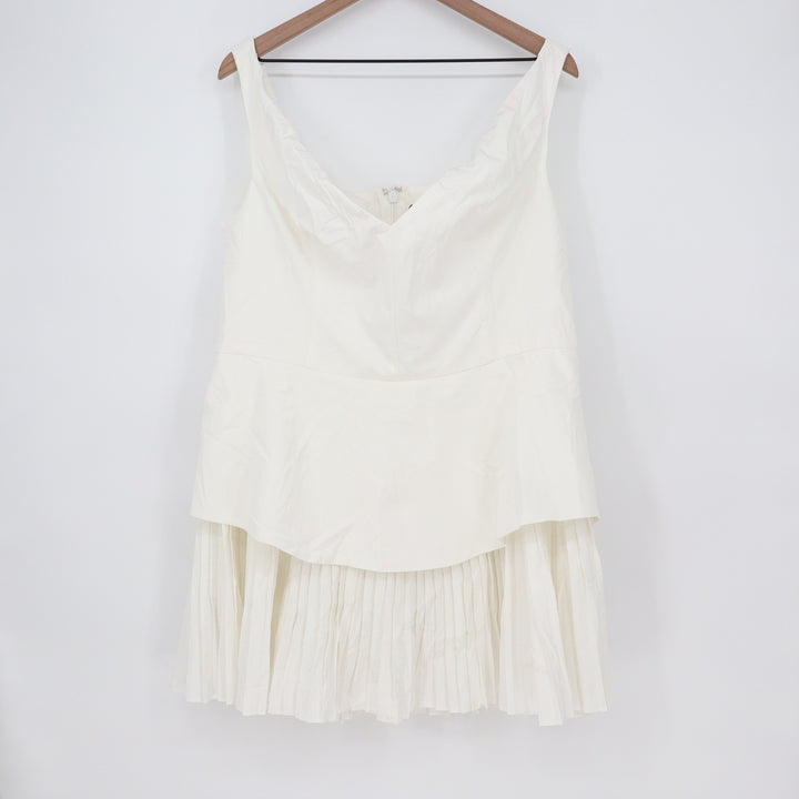 Showpo Izara Off Shoulder Pleated Mini Dress Off White US 16