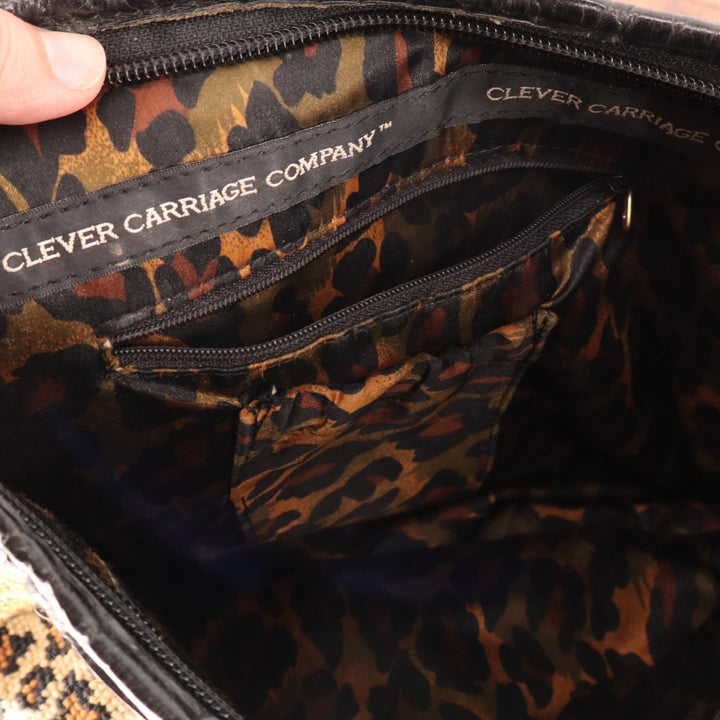 Clever Carriage Company Women Multi Floral Leopard Print Decorative Shoulder Bag