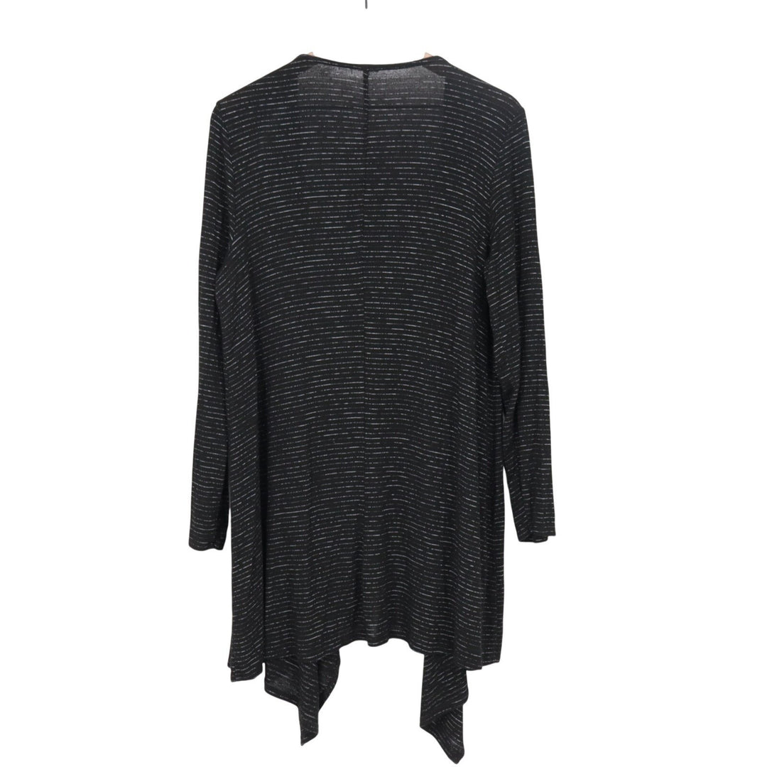 Cardigan Sweater Womens Black Striped Open Front Knit Long Sleeve Pullover