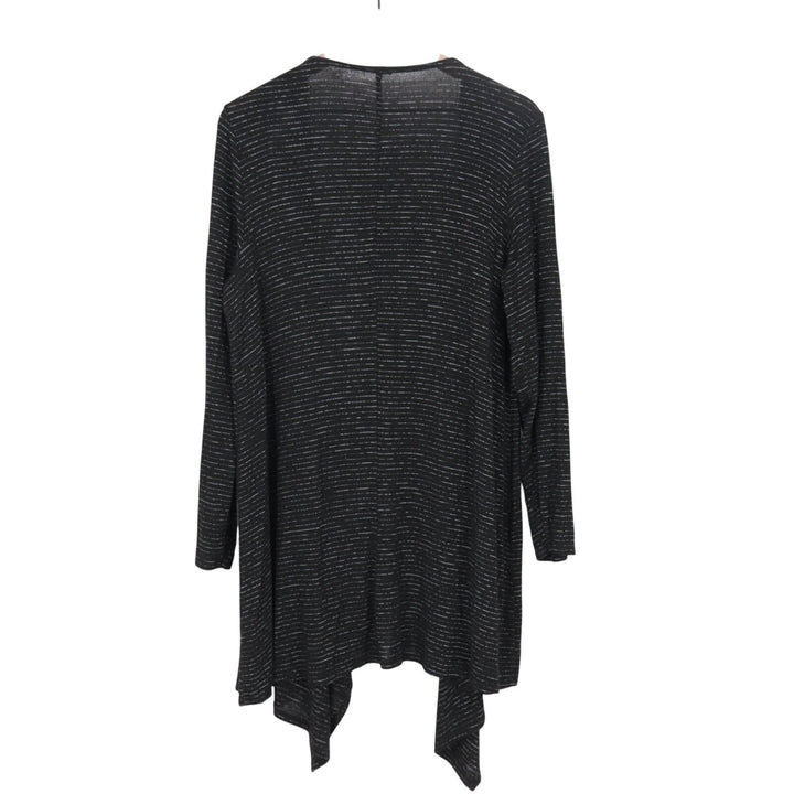 Cardigan Sweater Womens Black Striped Open Front Knit Long Sleeve Pullover