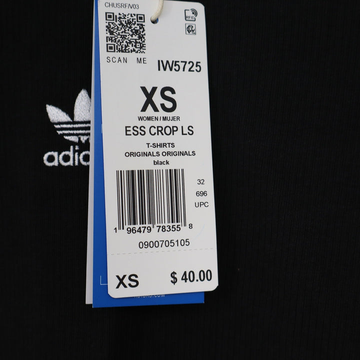 Adidas Originals Womens Essentials Ribbed Long Sleeve Crop Top Black XS