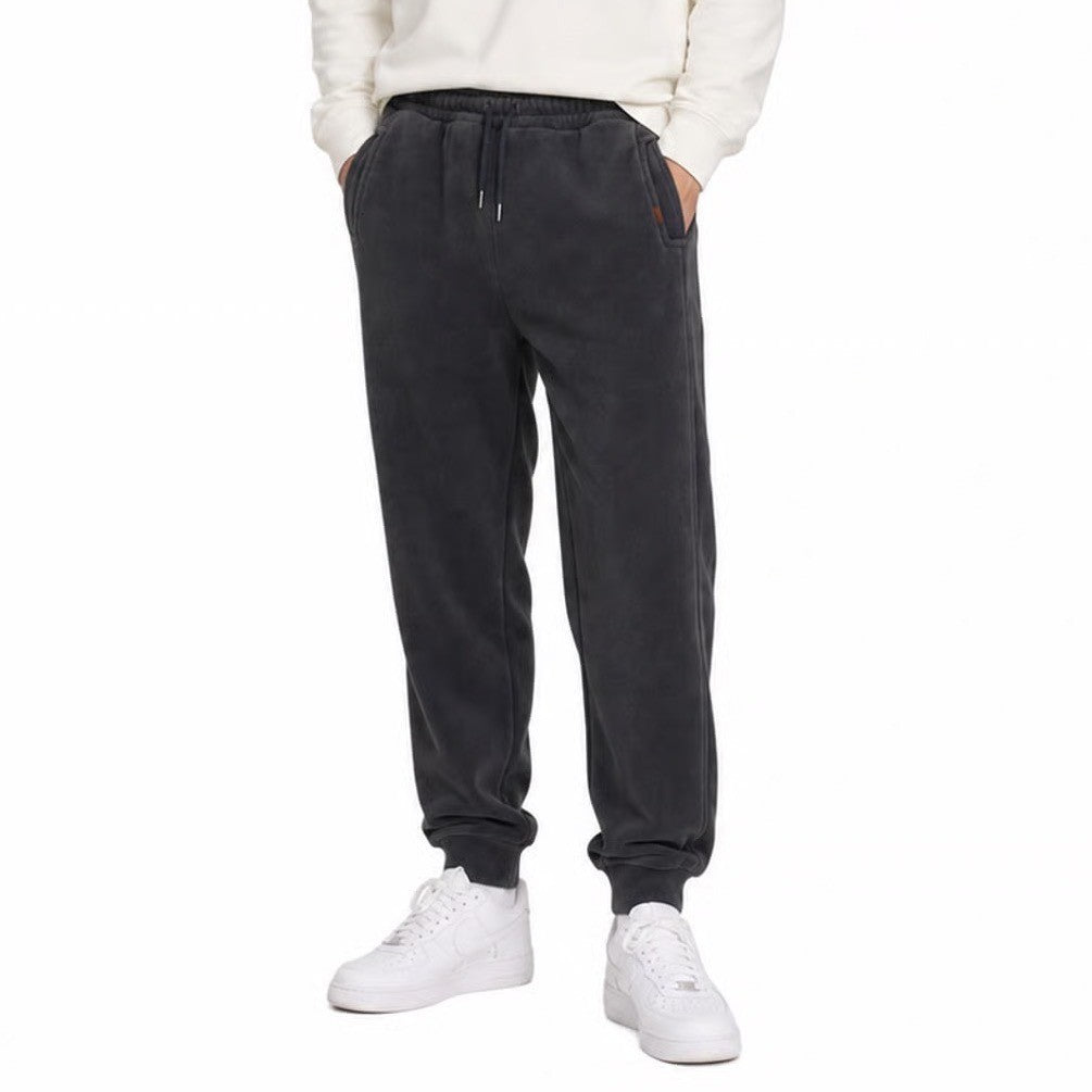 Gray Corduroy Jogger Pants Elastic Waist Drawstring Tapered Cuffs Size L
