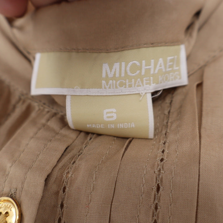Michael Michael Kors Tan Cotton Pintuck Sleeveless Button Down Tunic Top Size 6