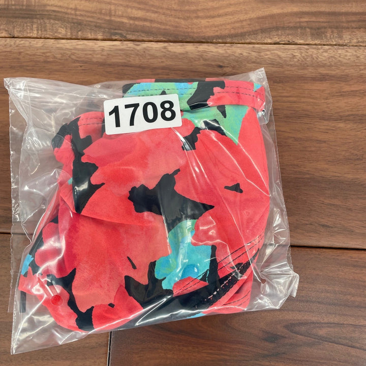 Lulus Floral Print High Waisted Bikini Bottoms Red Black Blue Size M