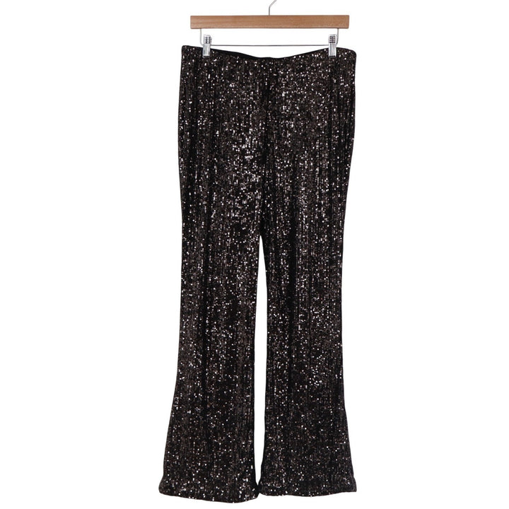 Old Navy Womens Extra High-Rise Sequin Flare Pants Black Bronze Size L
